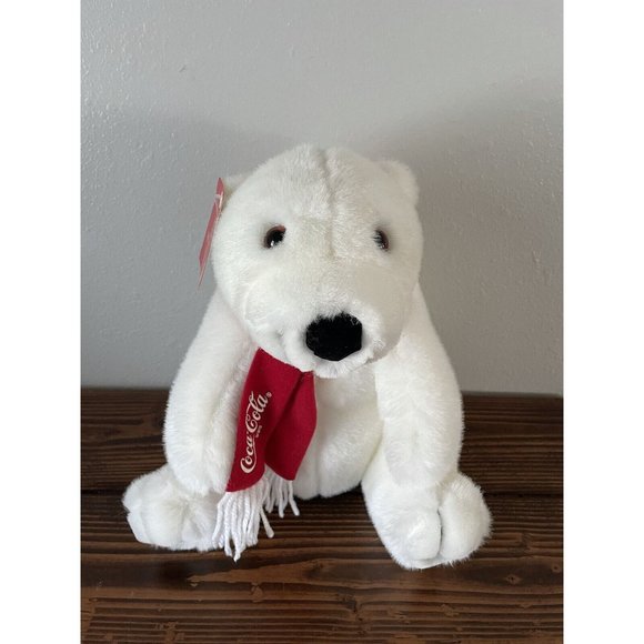NWT Vintage 1993 Dakin Coca Cola Polar Bear w/ Scarf Plush, 11” - Picture 7 of 10